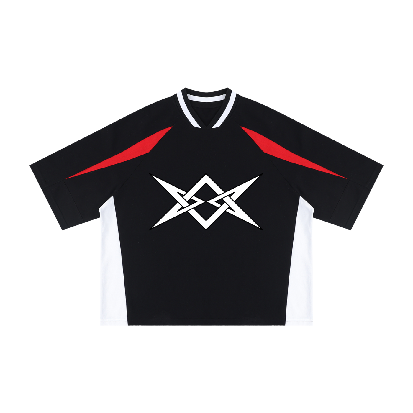 Bombardé Logo Unisex Oversized Color Block V-Neck T-Shirt