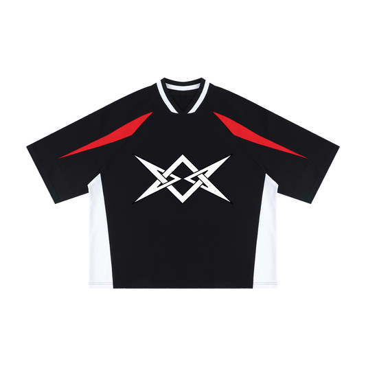 Bombardé Logo Unisex Oversized Color Block V-Neck T-Shirt